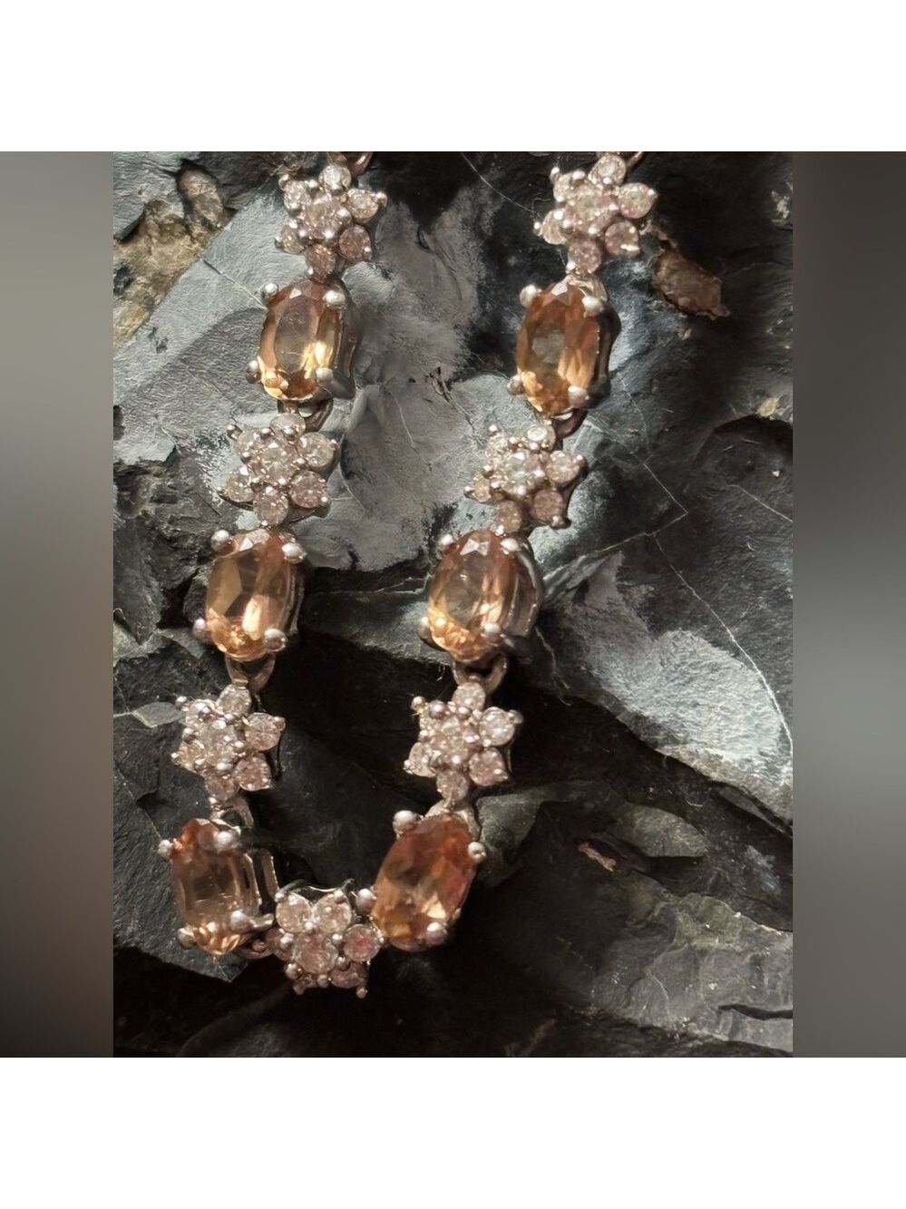 NWOT Sterling 925 Spinel & Moissanite Floral Bracelet • Luxury Valentine’s Gift
